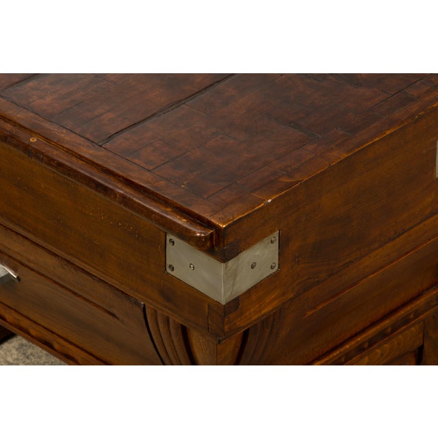 An exceptional French Art Deco butcher block dating to the 1920s-1930s, sourced from the historic Chateau de Vendargues in...
