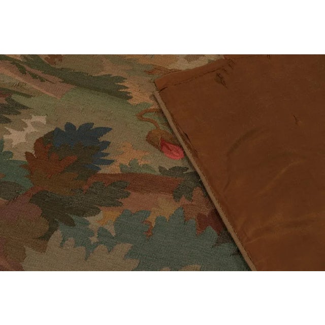 Textile Rug & Kilim’s Aubusson-Style Flatweave Rug in Brown With Rich Floral Pictorial For Sale - Image 7 of 7