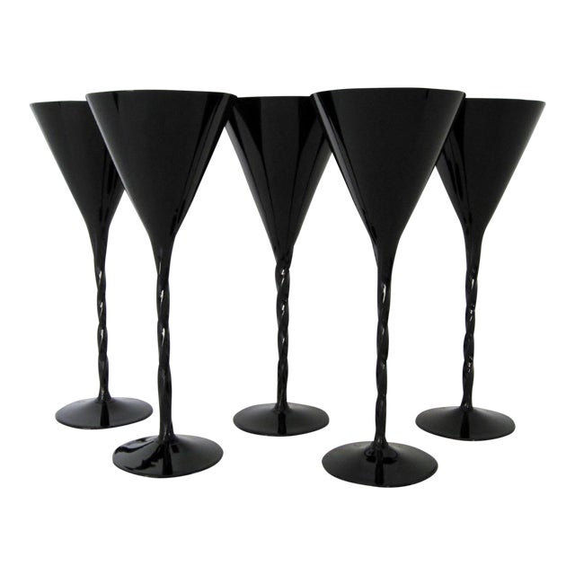 Black Glass Stemware Set of 5 Chairish