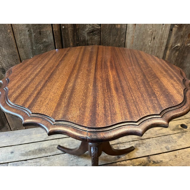 Brown Vintage 1940s Piecrust Table For Sale - Image 8 of 12