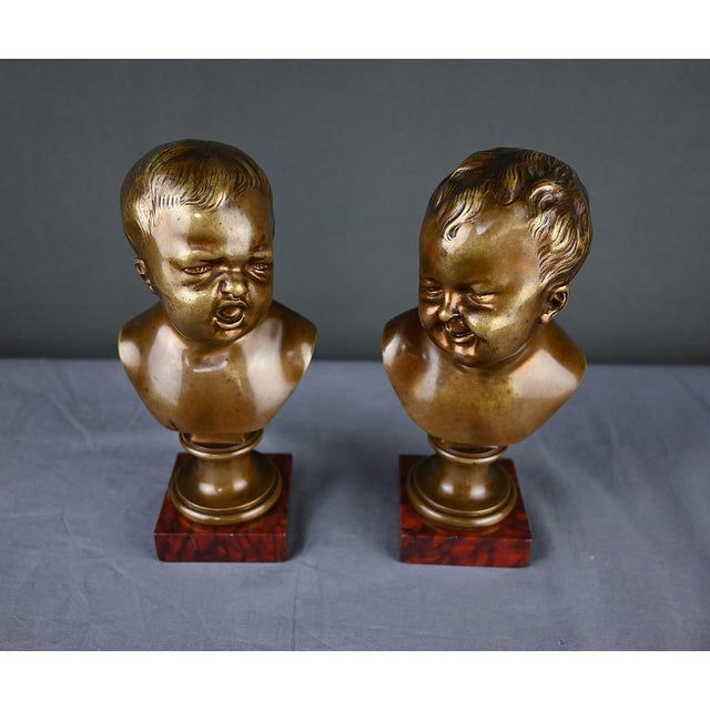 19th Century After Houdon, Laughing John & Crying John Sculptures, 1890s, Bronze For Sale - Image 5 of 18