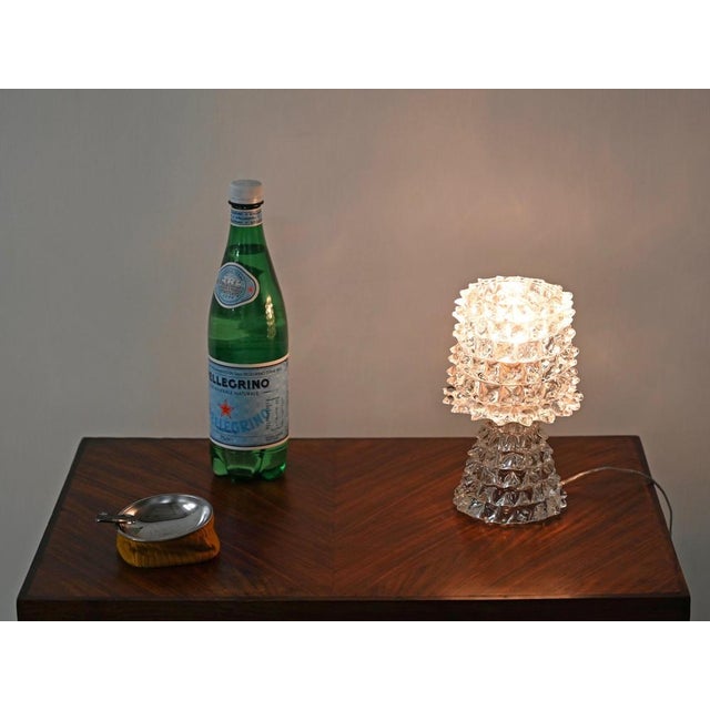 Rostrato Murano Glass and Brass Table Lamp from Barovier, Italy 1940s For Sale - Image 3 of 12