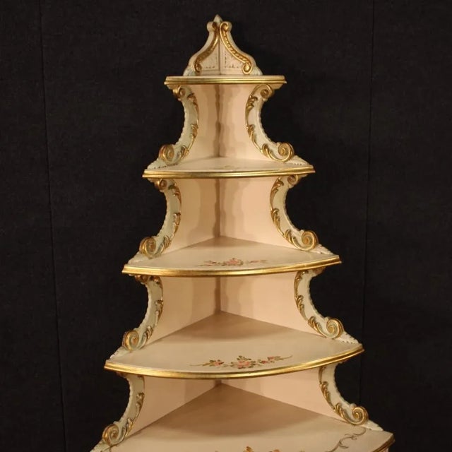 Corner Cabinet in Lacquered, Gilded and Painted Wood, 1960 For Sale - Image 3 of 12