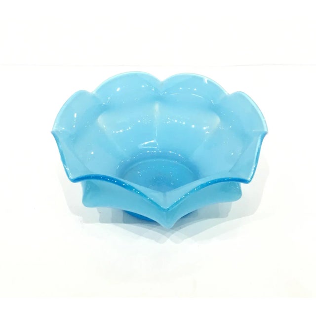 Elegant Art Deco Vintage Blue Czech Art Glass Bowl, Circa 1920’s