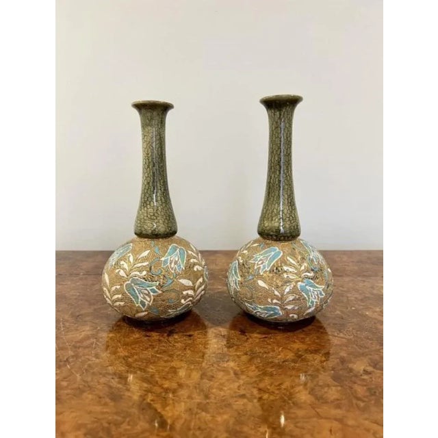 1900 - 1909 Shaped Vases from Doulton, 1900s, Set of 2 For Sale - Image 5 of 5