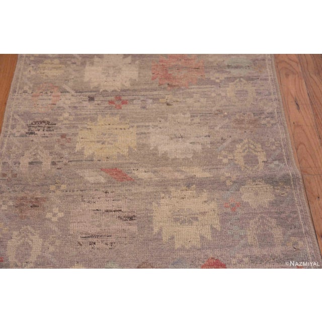 Textile Tribal Geometric Grey Background Rustic Pattern Modern Hallway Runner Abrash Rug For Sale - Image 7 of 9