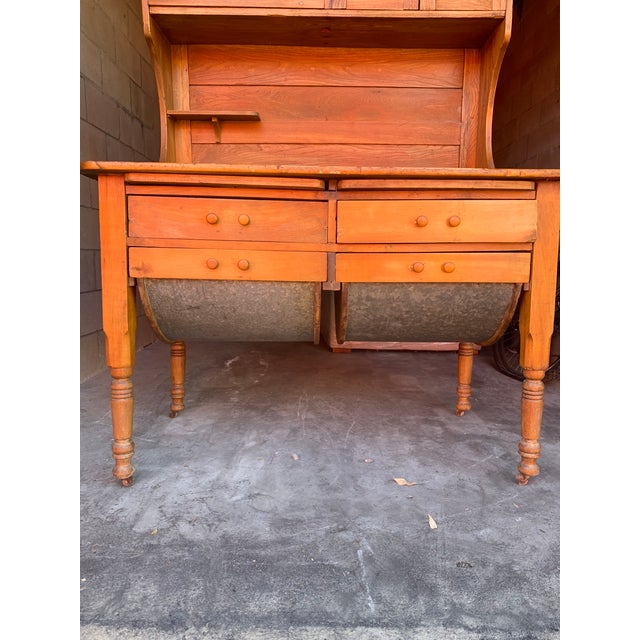 Antique Farmhouse Baking Table For Sale In San Diego - Image 6 of 11