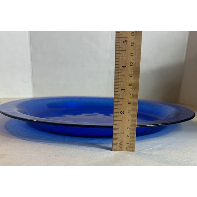 Contemporary Late 20th Century Effetre Murano Platter Tray Cobalt Blue Glass Signed For Sale - Image 3 of 6
