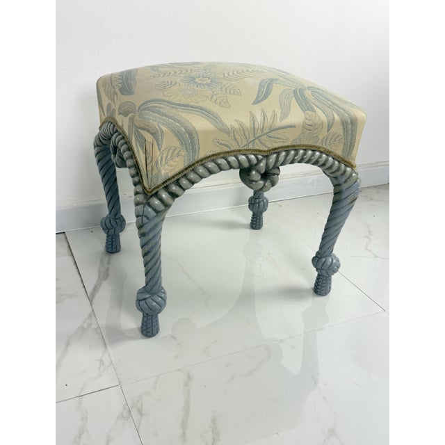 French Country Style Pouf with Rope Details, 1970 For Sale - Image 3 of 14