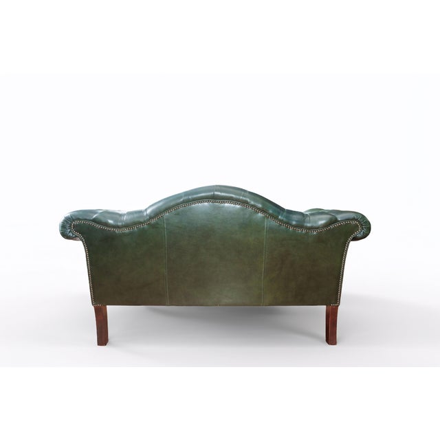 Dark Green Late 20th Century Chesterfield Sofa and Love Seat Set in Hunter Green For Sale - Image 8 of 13