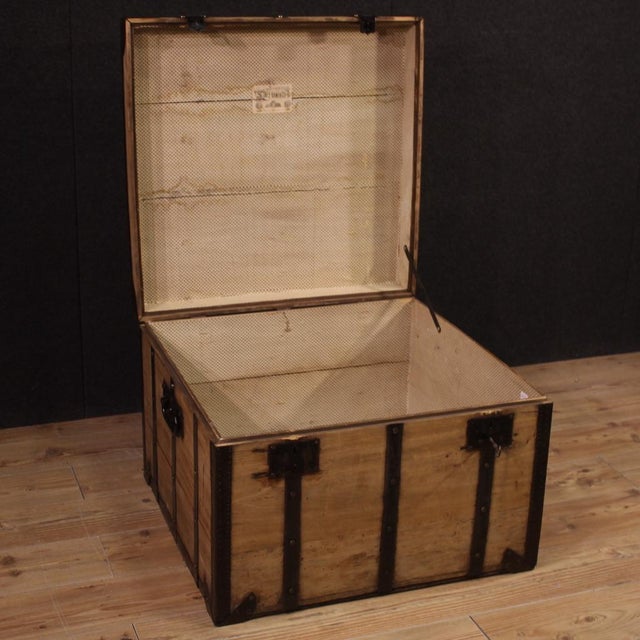 Large Wooden Trunk, 1960s For Sale - Image 11 of 13