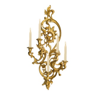 1968 Ornate Syroco Gold Rococo Scroll Sconce – #4048 For Sale