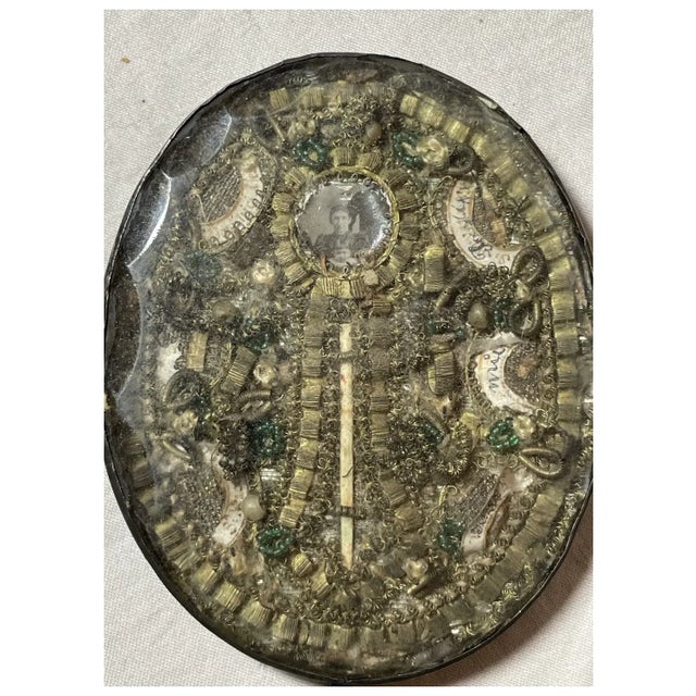 Gothic Rare Antique Handmade Catholic 7 Saint Jesus Relic Reliquary Box Sculpture For Sale - Image 3 of 18