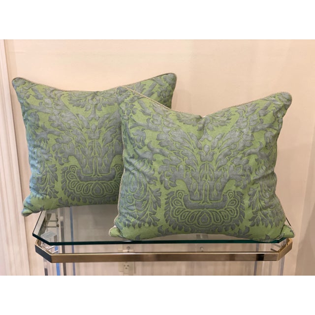 Textile Green Fourtuny Pillows- a Pair For Sale - Image 7 of 7