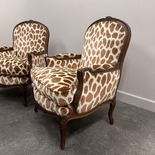 Louis XV Style Armchairs in Giraffe Velvet Upholstery, France, 1950s, Set of 2 For Sale - Image 13 of 16