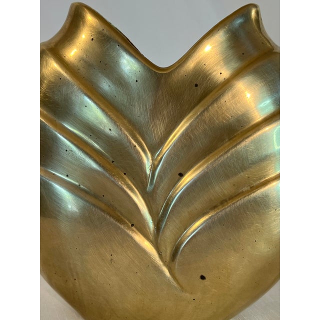 Metal Vintage Hollywood Regency Art Deco Style Polished Brass Vases - A Pair Inspired by Dolbi Cashier. For Sale - Image 7 of 13