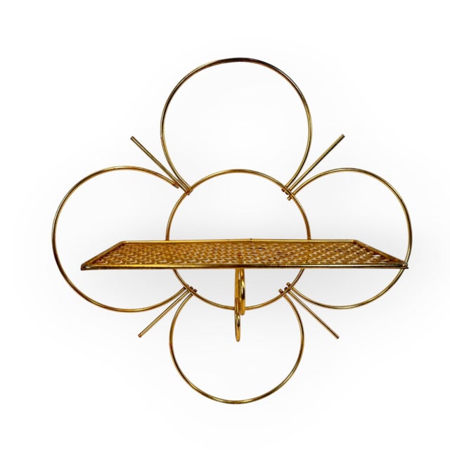 1950s Atomic Mid-Century Gold Wire Daisy Flower Wall Shelves, a Pair For Sale - Image 4 of 10