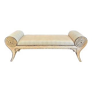 Maitland Smith Vintage Tessellated Scrolled Bench For Sale
