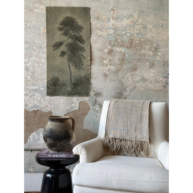 Original Watercolor Landscape Painting on Raw Canvas, by Chelsea Fly. 17”W x 34.5”H, includes tacks for installation.