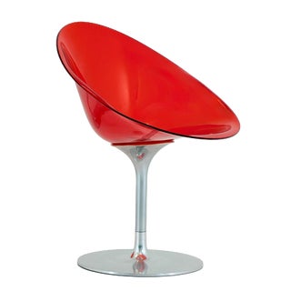 Mid-Century Red Acrylic Glass Swivel Eros Lounge Chair by Philippe Starck for Kartell, Italy, 1990s For Sale