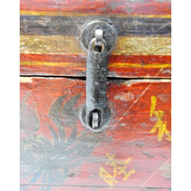 Chinese 19th Century Hand-Painted Chinese Storage Chest For Sale - Image 3 of 11