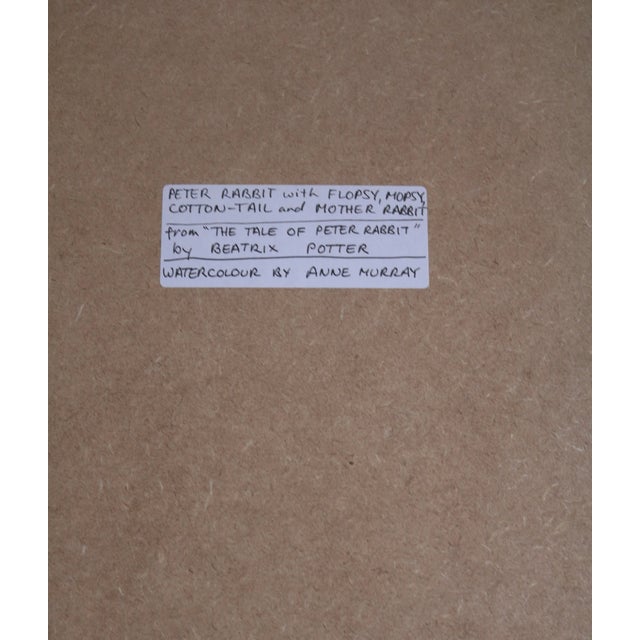 English Late 20th Century Peter, Flopsy, Mopsy, Cotton Taił & Mother Rabbit Original Watercolor by Anne Murray For Sale - Image 3 of 3