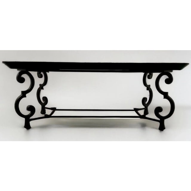 Maison Ramsay Mid-Century French Maison Ramsay Painted Tole Style Wood / Iron Tray Top Coffee Table For Sale - Image 4 of 6