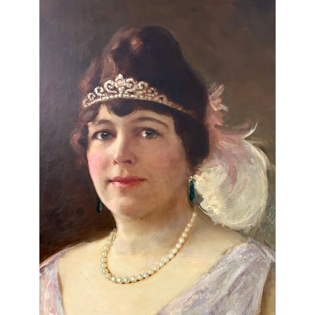 Realism 1927 Portrait of Mrs Charles D Westcott by Hans Schlereth For Sale - Image 3 of 11