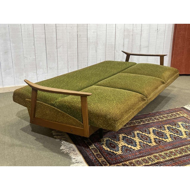 Brown English Sofa Bed in Beech, 1970s For Sale - Image 8 of 18