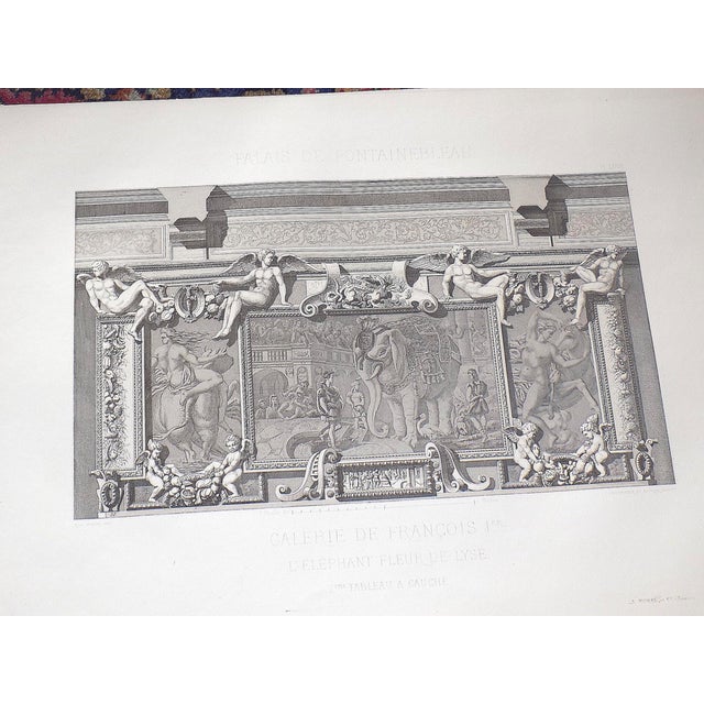 Printmaking Materials Antique 19th C. Palais De Fontainebleau Architectural Details - Set of 6 For Sale - Image 7 of 8
