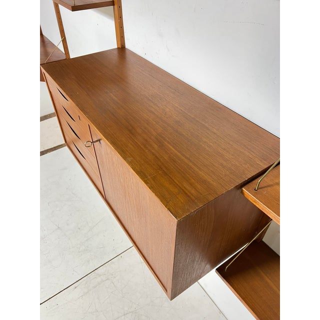 Wood C. 1960s Torbjorn Afdal Five Bay Teak Wall Mounted Shelving (W/ Corner) Unit For Sale - Image 7 of 12