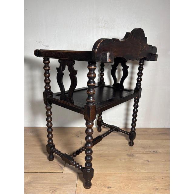 Brown Pair of Spanish Barley Twist Armchairs, Baroque Revival, Early 20th Century For Sale - Image 8 of 13