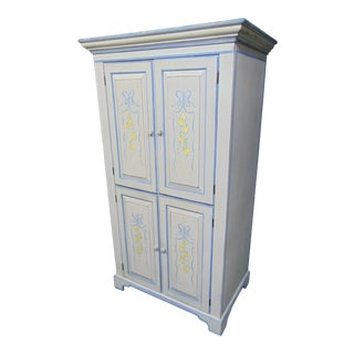 French Style Paint Decorated Linen Press For Sale