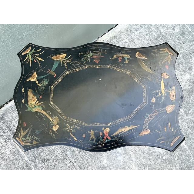 Vintage Hand Painted Chinoiserie Side Table For Sale In West Palm - Image 6 of 12
