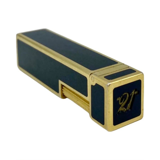 Mid-Century Modern Vintage 21 Club Nyc Restaurant Black Gold Cigarette Lighter For Sale - Image 3 of 13