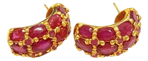 Bochic “Orient” Vintage Natural Bubble Ruby Earrings 18K Gold & Silver