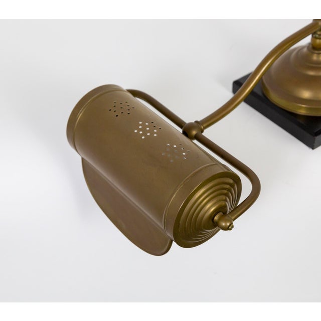 Arts & Crafts Antique Dale Co. Brass Piano Lamp With Slate Base For Sale - Image 3 of 12