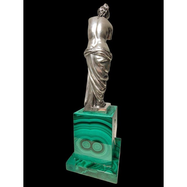 Sculpture of Venus, 20th Century, Silver on Malachite Base For Sale - Image 5 of 14
