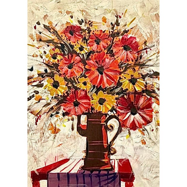 Pink Vintage Vbrant Rare Lee Reynolds Monumental Abstract Impressionist Impasto Floral Oil Painting Signed Framed For Sale - Image 8 of 12