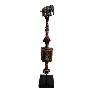 Mixed Media Found Object Sculpture With Elephant & Clown For Sale
