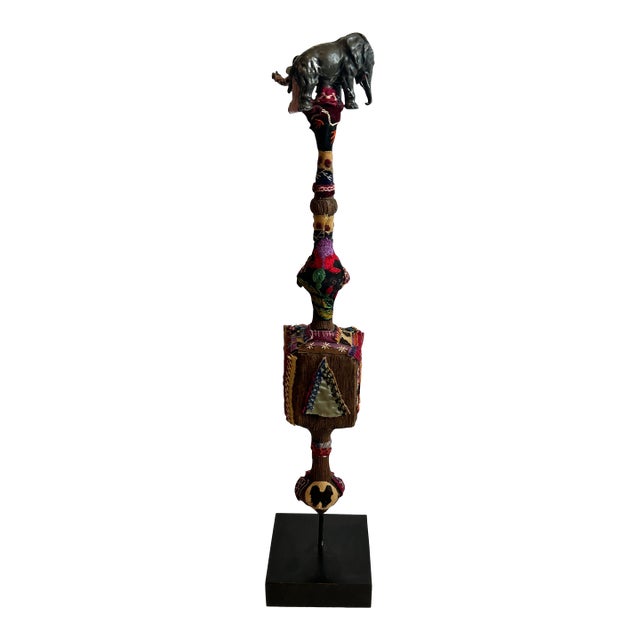 Mixed Media Found Object Sculpture With Elephant & Clown For Sale