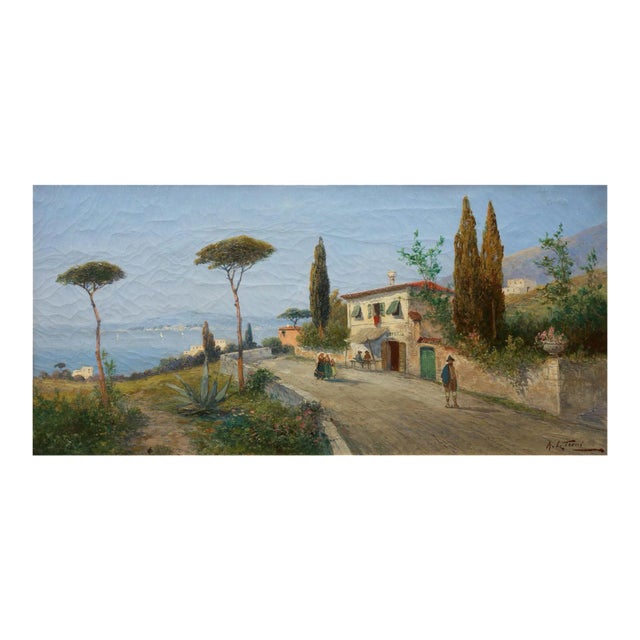 Antique Landscape Painting of Naples by George Fischhof (Austrian, 1849-1914) For Sale
