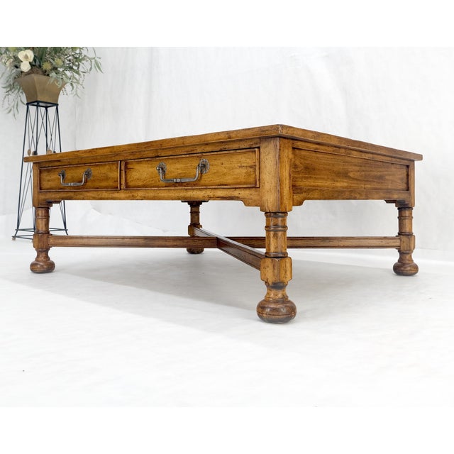Large Spanish Colonial Style Showcase Glass Top Coffee Table on X Base For Sale - Image 9 of 12
