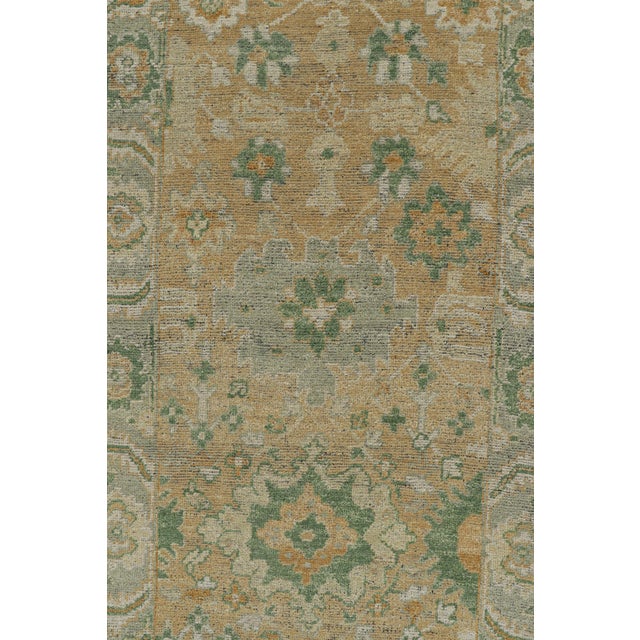 Modern Rug & Kilim’s Modern Oushak Style Extra-Long Runner in Brown and Green With Florals For Sale - Image 3 of 8