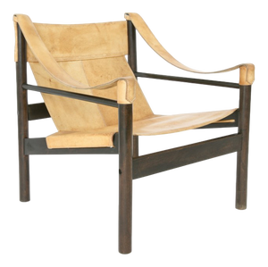 Sling Safari Chair in Cognac-Colored Leather by Abel Gonzalez