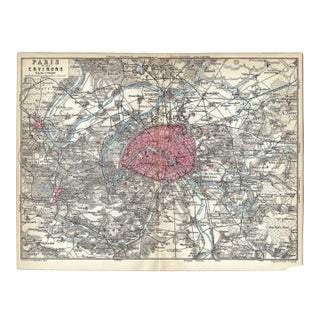 Antique Map of Paris France For Sale