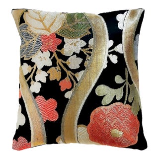 Early 20th Century Japanese Silk Obi Accent Pillow For Sale