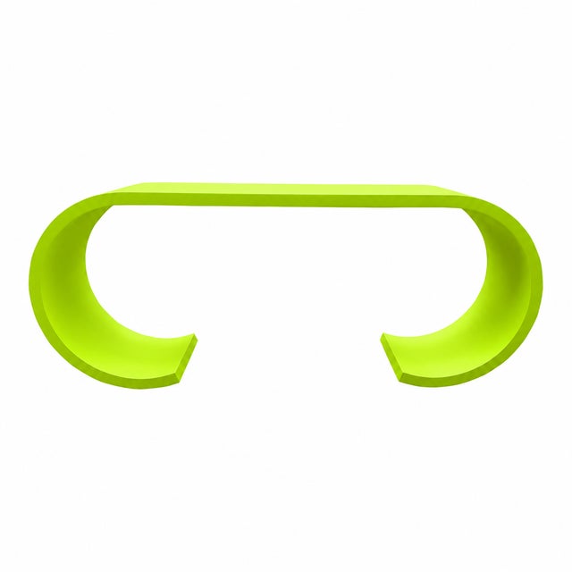 Mid Century Modern Waterfall Style Console Lime Green For Sale In San Diego - Image 6 of 6