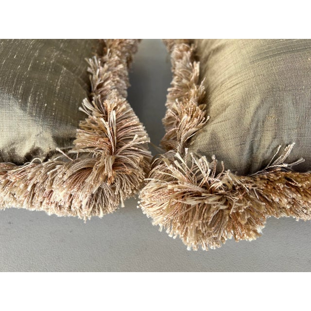 Late 20th Century Vintage Gold Silk Pillows- Set of 2 For Sale - Image 5 of 5