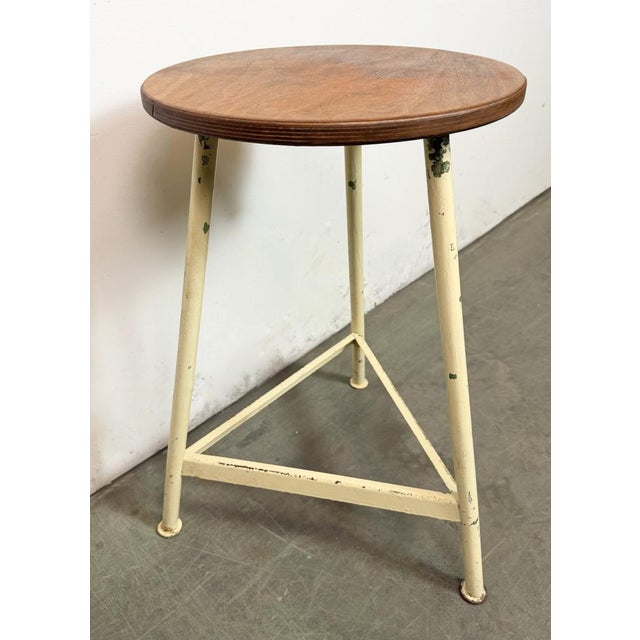 Industrial Beige Workshop Stool, 1960s For Sale - Image 10 of 15